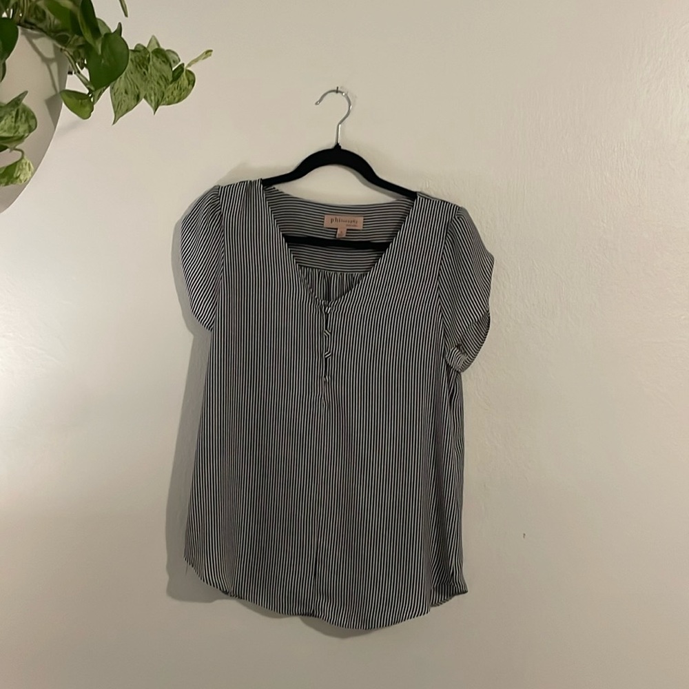 Navy & white Philosophy top, size small.